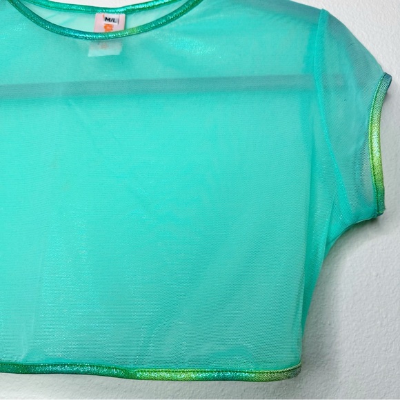 J Valentine Mesh Holographic Trim Crop Top - Picture 6 of 11